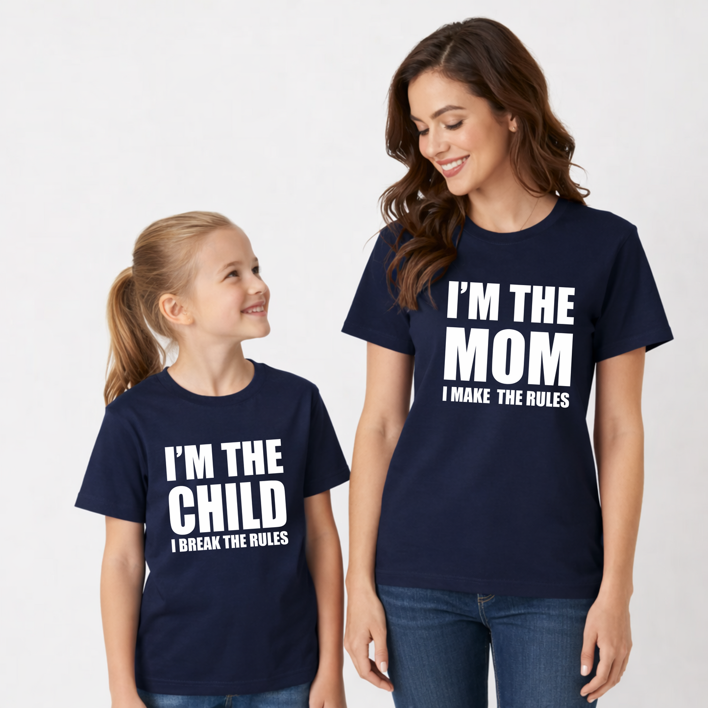 I am the Child I Break the Rules | Mom And Son Matching Round Neck Cotton Tees