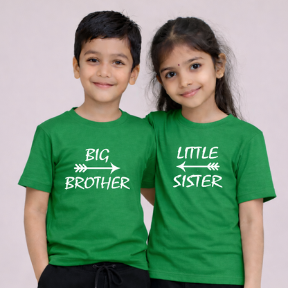 BIG BROTHER AND LITTER SISTER | Kids Round Neck Cotton T-Shirt