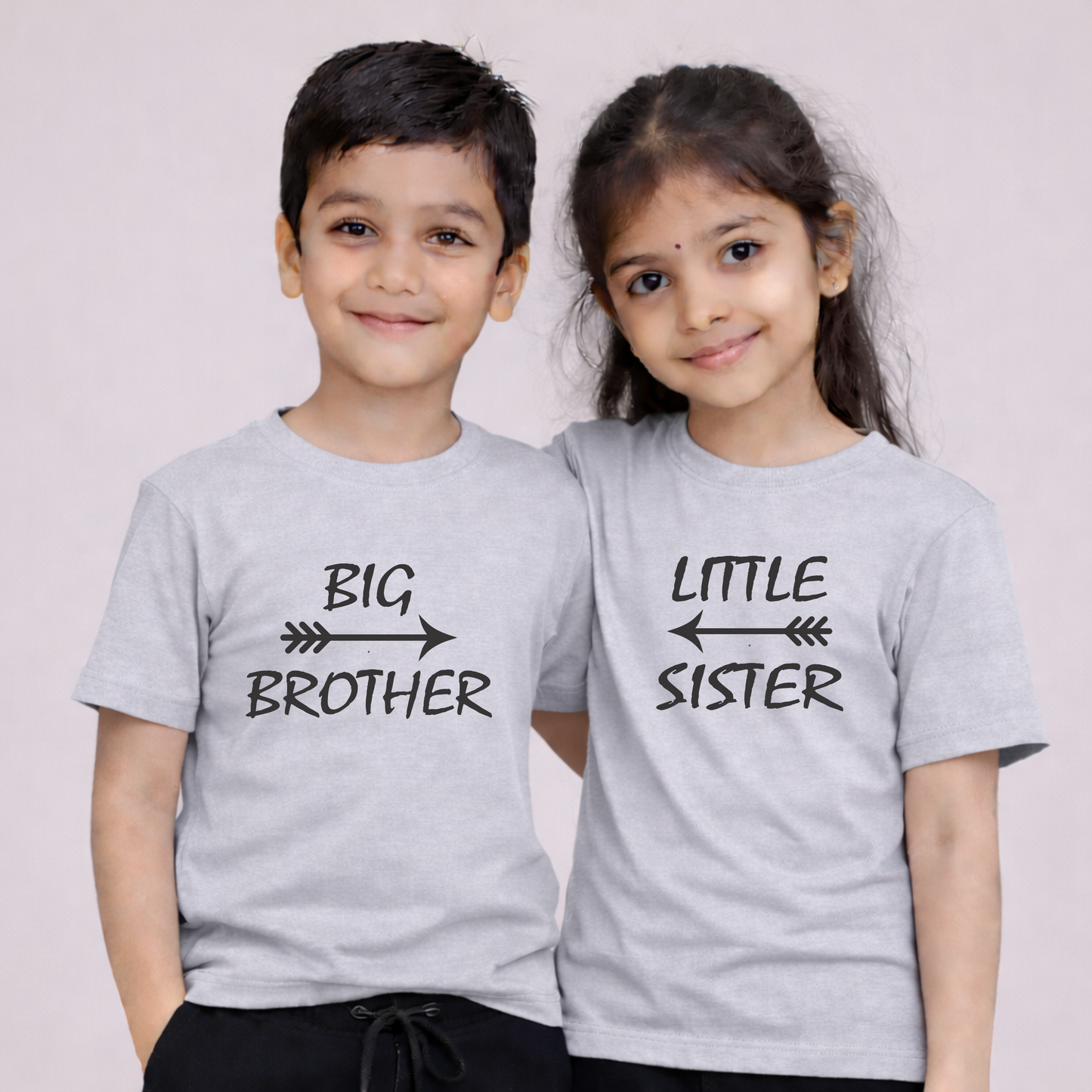 BIG BROTHER AND LITTER SISTER | Kids Round Neck Cotton T-Shirt