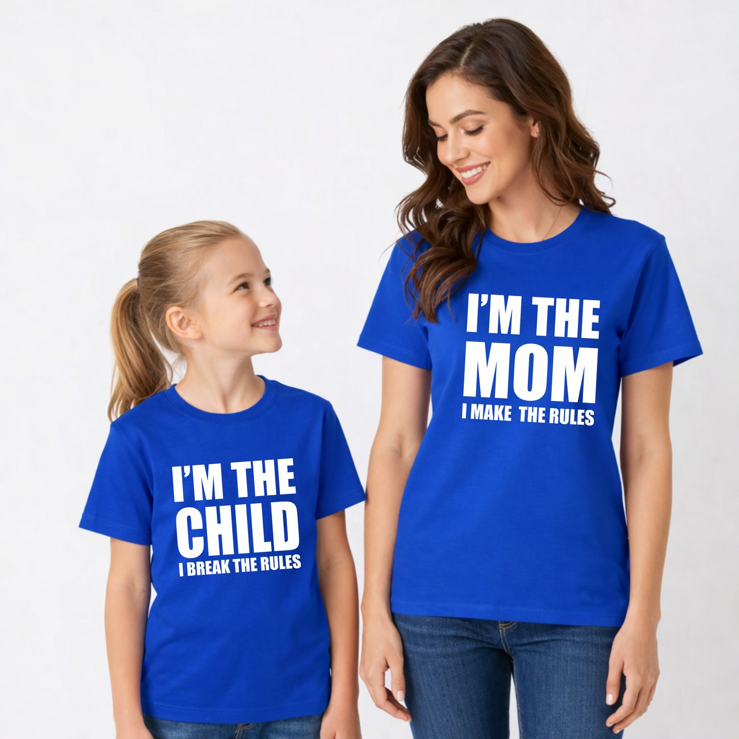 I am the Child I Break the Rules | Mom And Son Matching Round Neck Cotton Tees