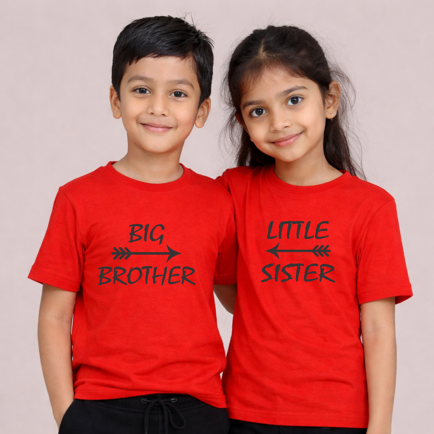 BIG BROTHER AND LITTER SISTER | Kids Round Neck Cotton T-Shirt