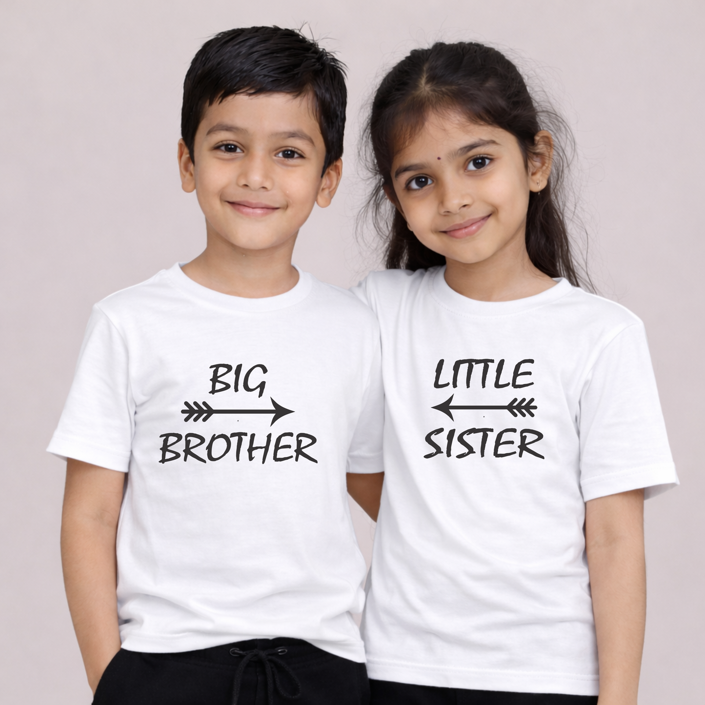 BIG BROTHER AND LITTER SISTER | Kids Round Neck Cotton T-Shirt