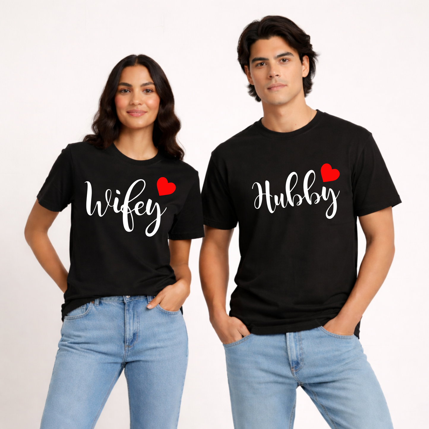 Wifey & Hubby | Unisex Couple Cotton T-Shirt