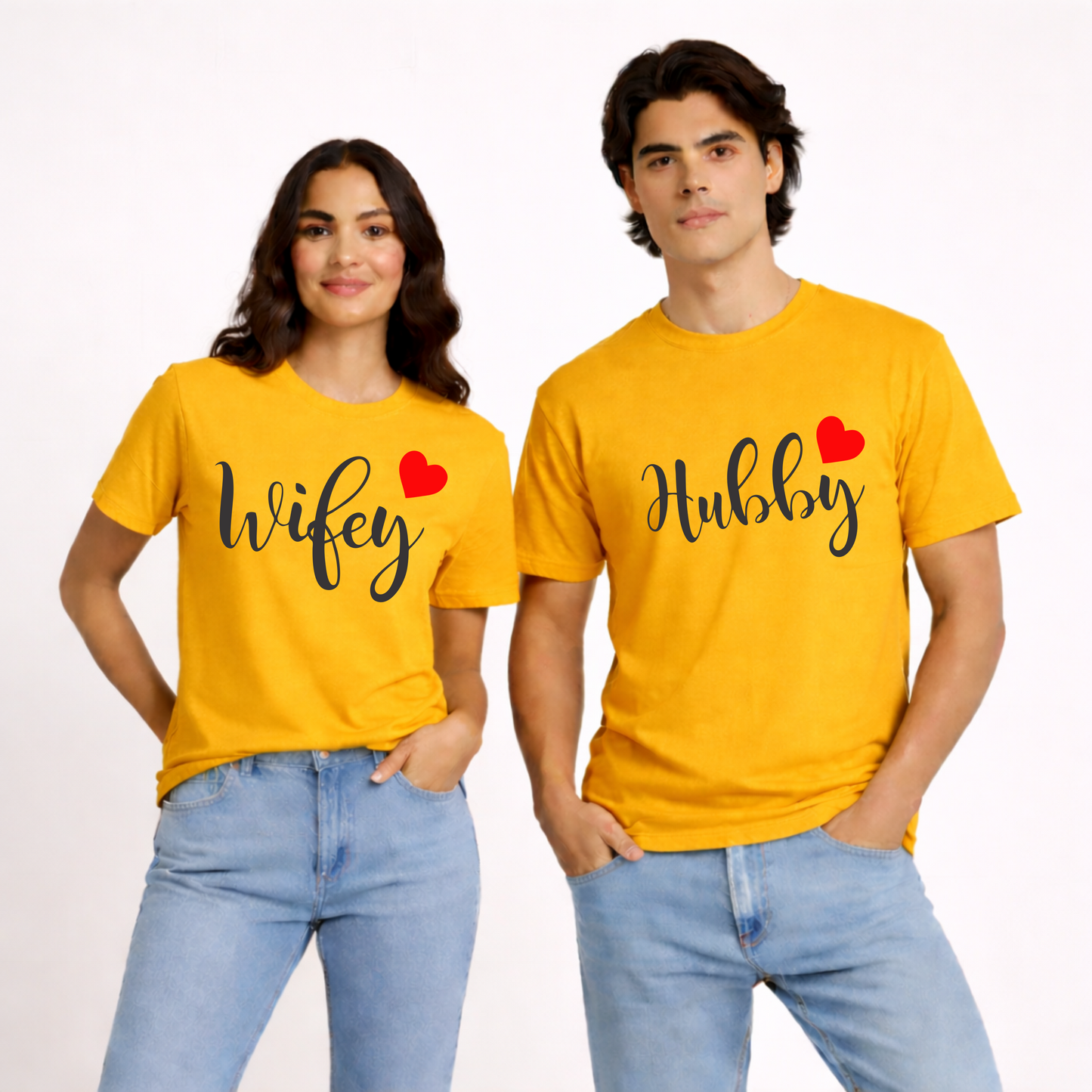 Wifey & Hubby | Unisex Couple Cotton T-Shirt
