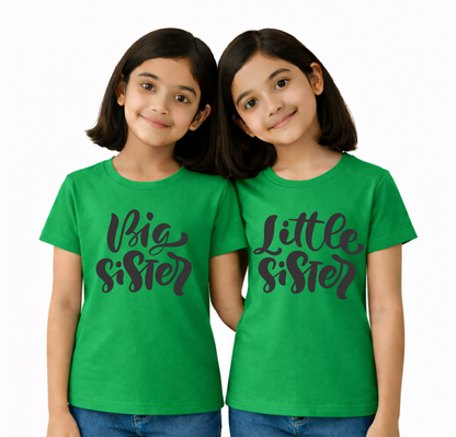 Big Sister & Little Sister | Kids Round Neck Cotton T-Shirt