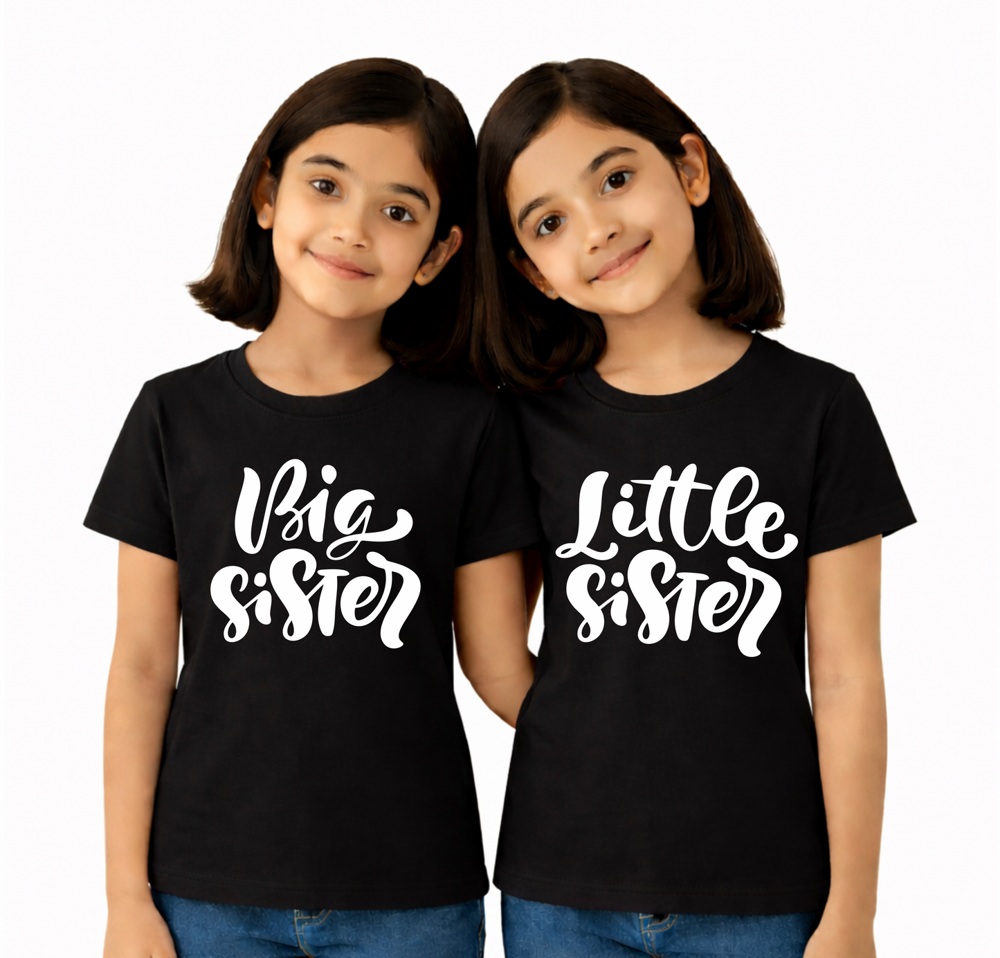 Big Sister & Little Sister | Kids Round Neck Cotton T-Shirt