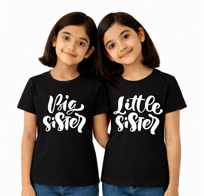 Big Sister & Little Sister | Kids Round Neck Cotton T-Shirt