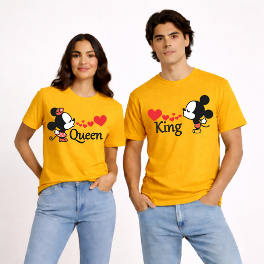 King & Queen | Unisex Couple Cotton T-Shirt