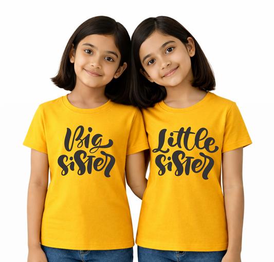 Big Sister & Little Sister | Kids Round Neck Cotton T-Shirt