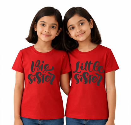 Big Sister & Little Sister | Kids Round Neck Cotton T-Shirt