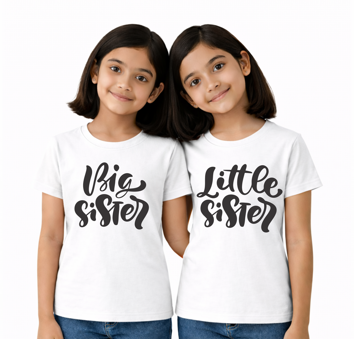 Big Sister & Little Sister | Kids Round Neck Cotton T-Shirt