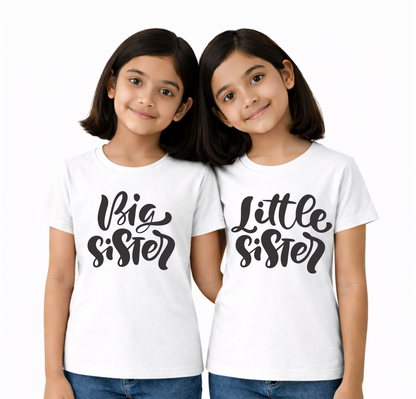 Big Sister & Little Sister | Kids Round Neck Cotton T-Shirt
