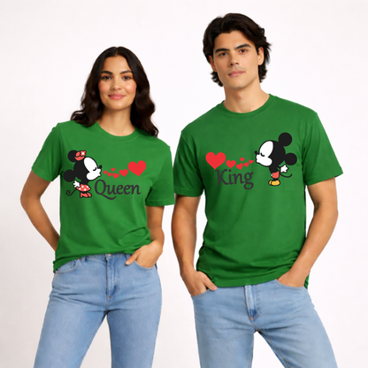 King & Queen | Unisex Couple Cotton T-Shirt