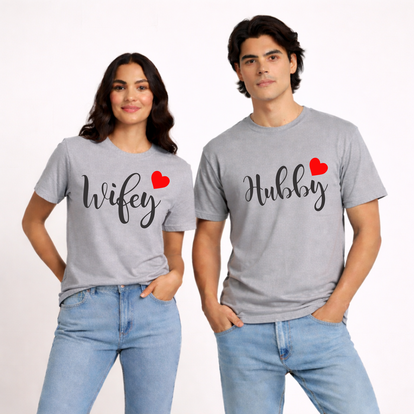 Wifey & Hubby | Unisex Couple Cotton T-Shirt