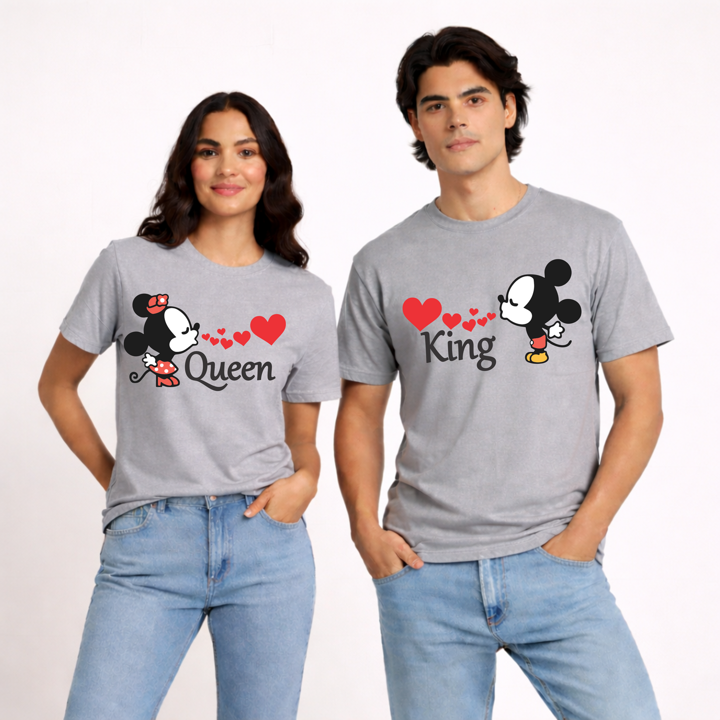 King & Queen | Unisex Couple Cotton T-Shirt