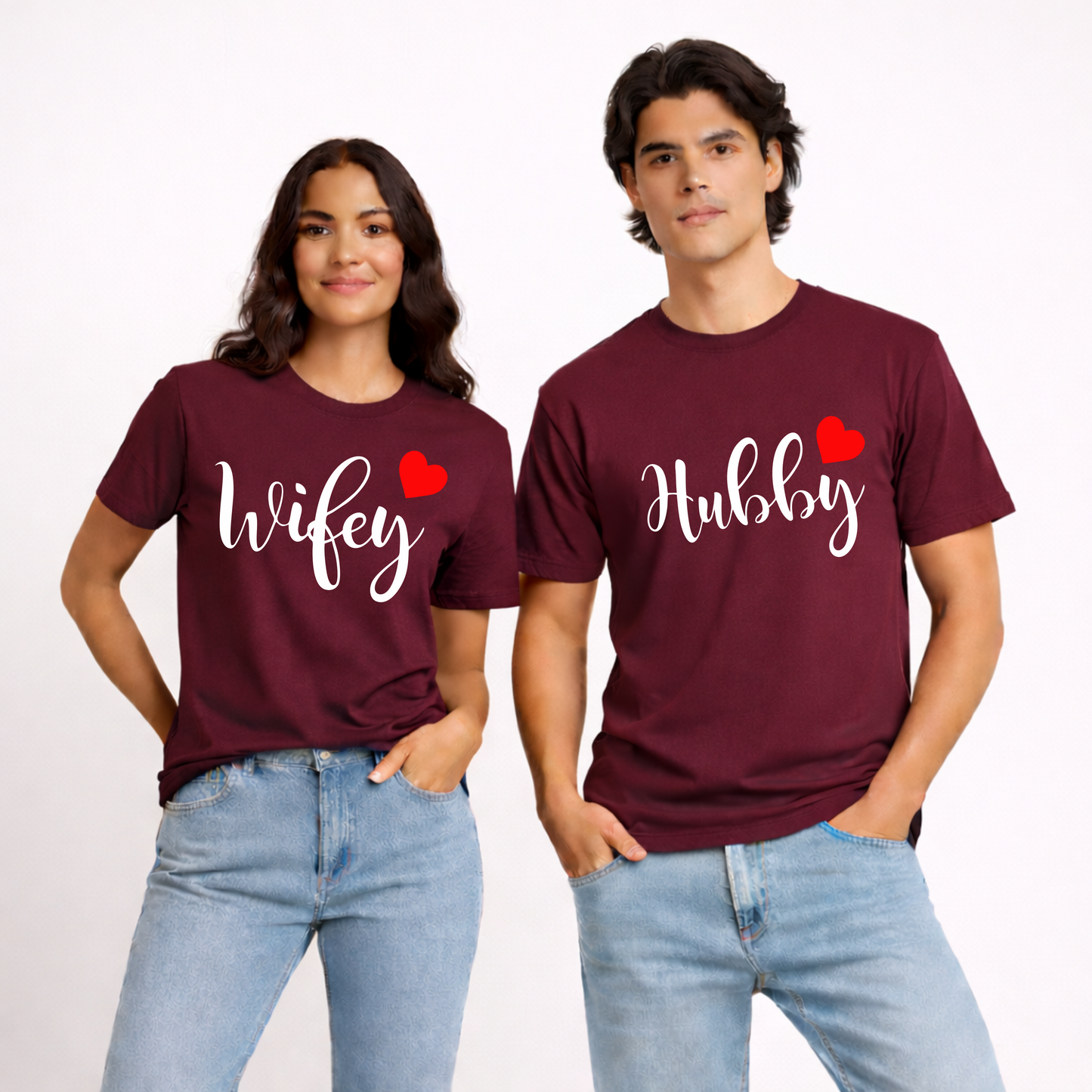 Wifey & Hubby | Unisex Couple Cotton T-Shirt