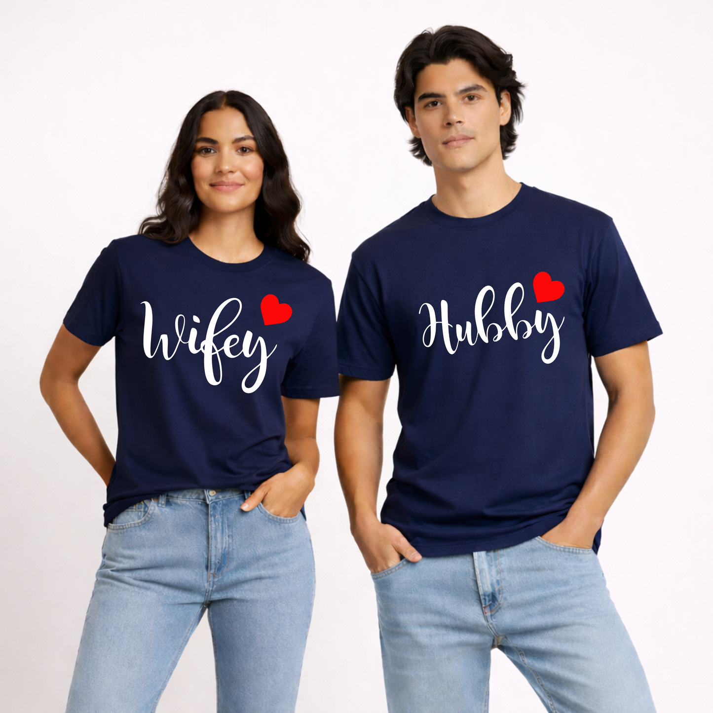 Wifey & Hubby | Unisex Couple Cotton T-Shirt