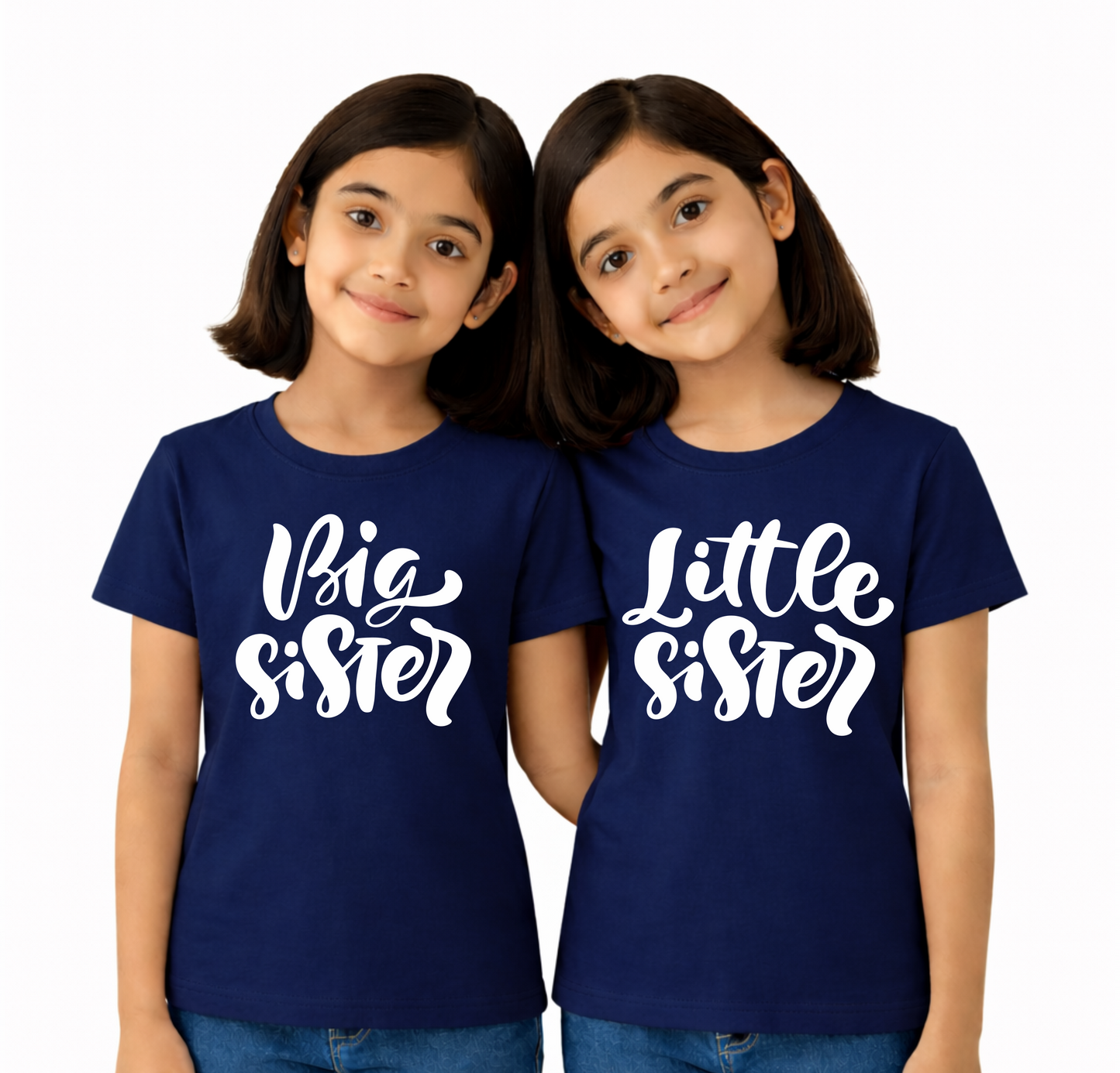 Big Sister & Little Sister | Kids Round Neck Cotton T-Shirt