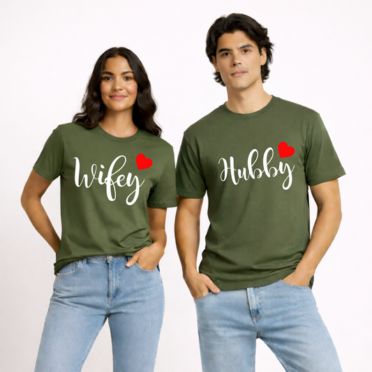Wifey & Hubby | Unisex Couple Cotton T-Shirt