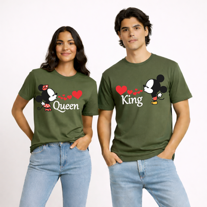 King & Queen | Unisex Couple Cotton T-Shirt