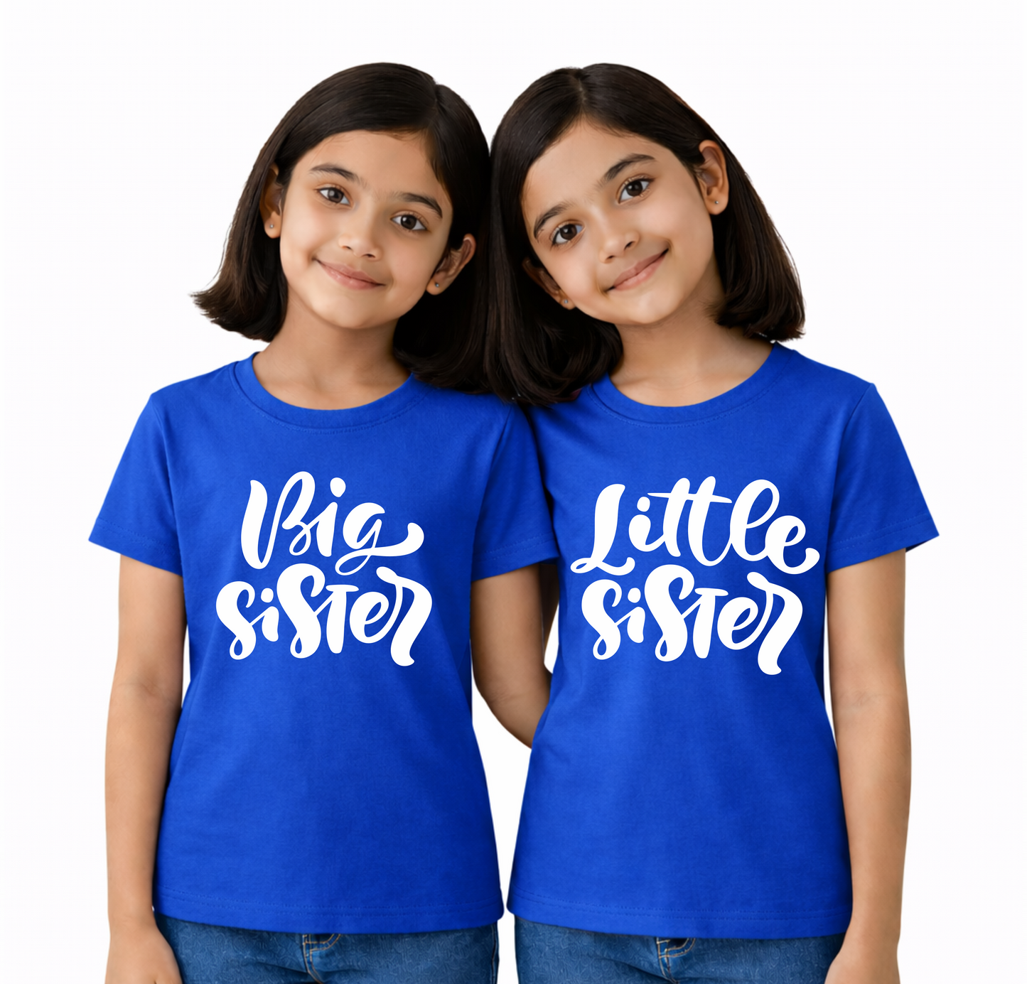 Big Sister & Little Sister | Kids Round Neck Cotton T-Shirt