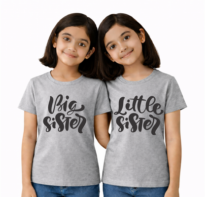 Big Sister & Little Sister | Kids Round Neck Cotton T-Shirt